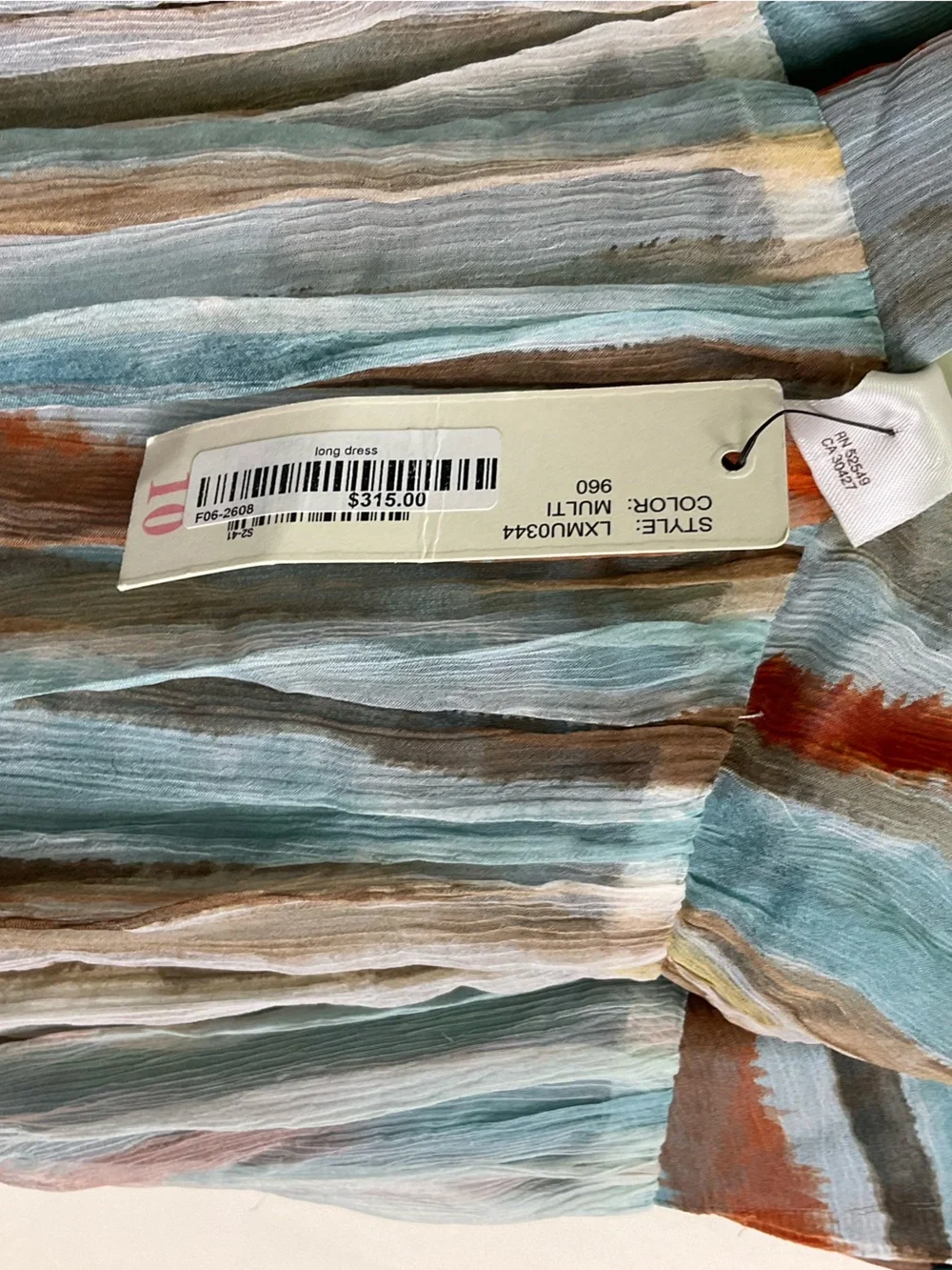 Laundry by Design Striped Spaghetti‑Strap Maxi in Teal, Rust, and Cream